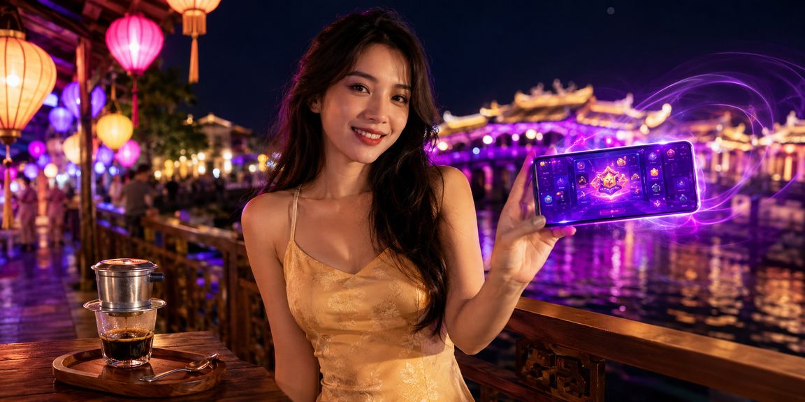 Người dùng tại Huế xem lịch thi đấu và đặt kèo thể thao trên điện thoại bên quán cà phê